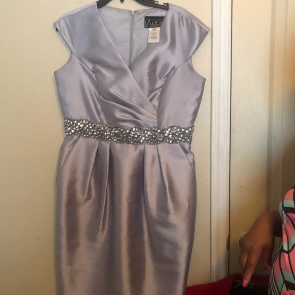 Alex Evening Silver Dress